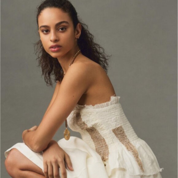 Brand New By Anthropologie Smocked Linen Tube Top - Picture 8 of 8